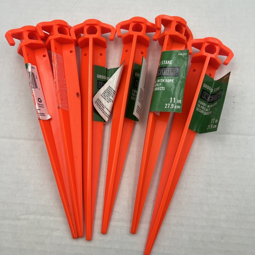 Everbilt Ground Stakes‎ Lot Of 6 Plastic Orange 11" 344923